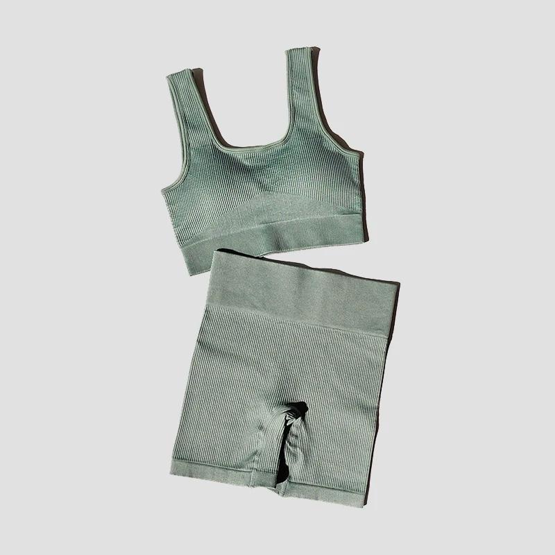 Ensemble de Yoga pour femmes, 2 pièces, soutien-gorge Sexy sans couture, short de Sport, vêtements d