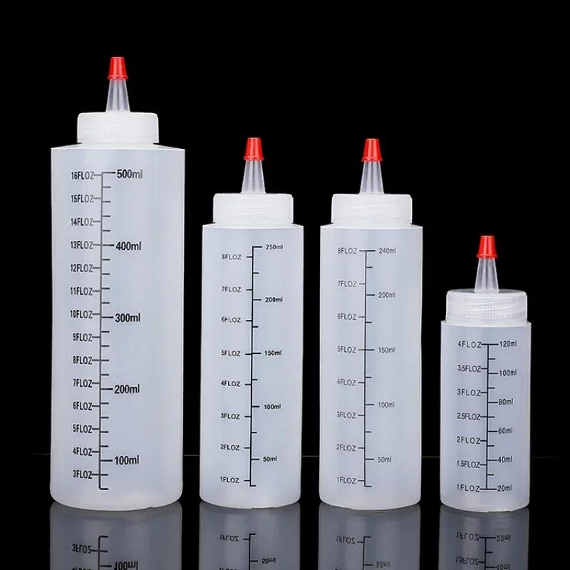 Bouteille à presser en plastique avec échelle à nez aiguille de 120/250/450ml, bouteille à presser a
