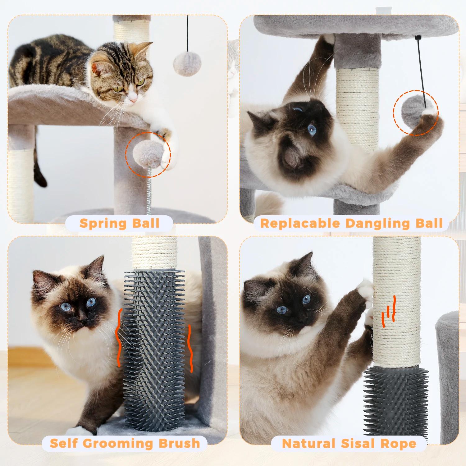 Tour de petit arbre à chat d'intérieur pour chats, jouet coule pour chat de taille moyenne, condo po