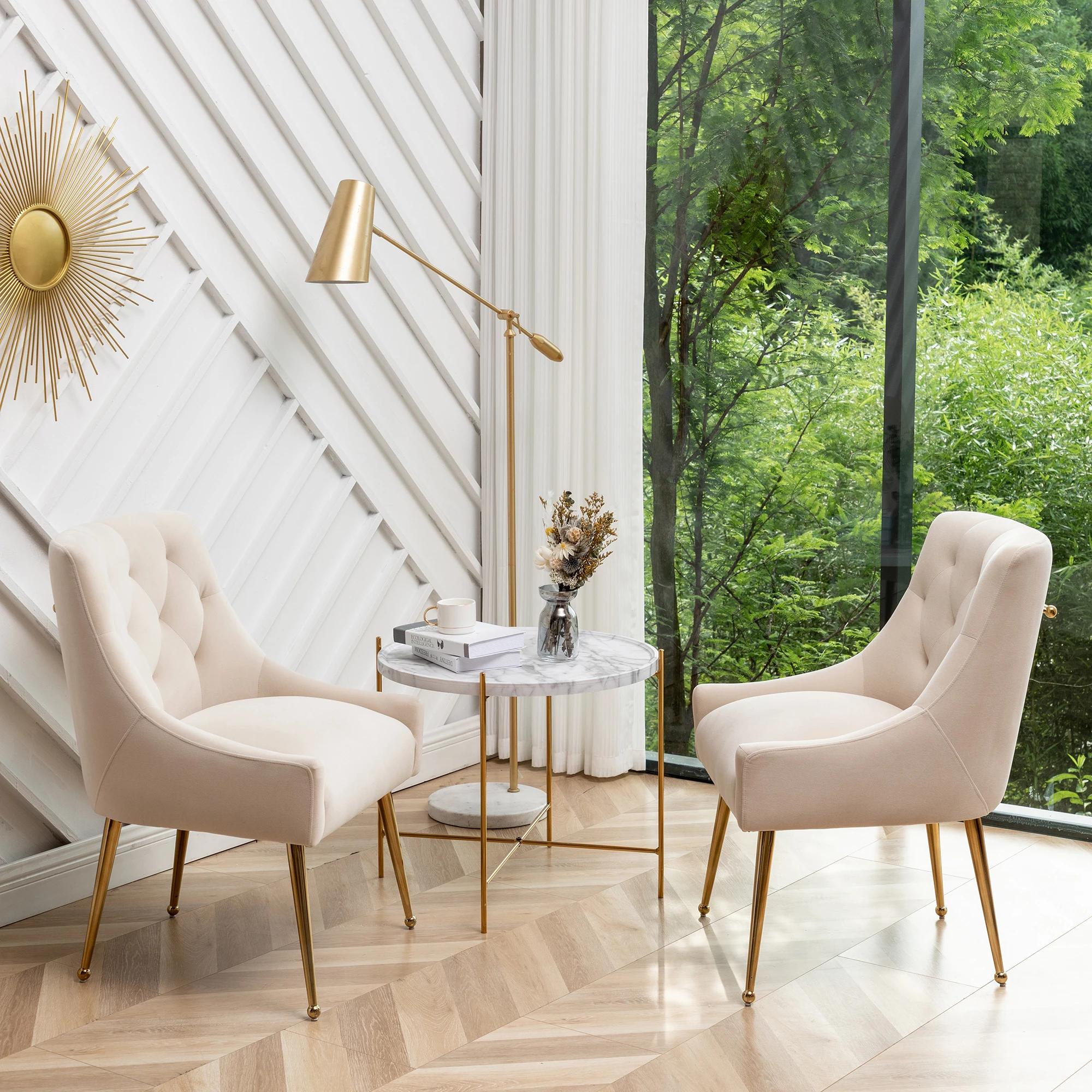 SEYNAR-Ensemble de 2 chaises de salle à manger modernes, chaise d'appoint avec dossier touffeté et n