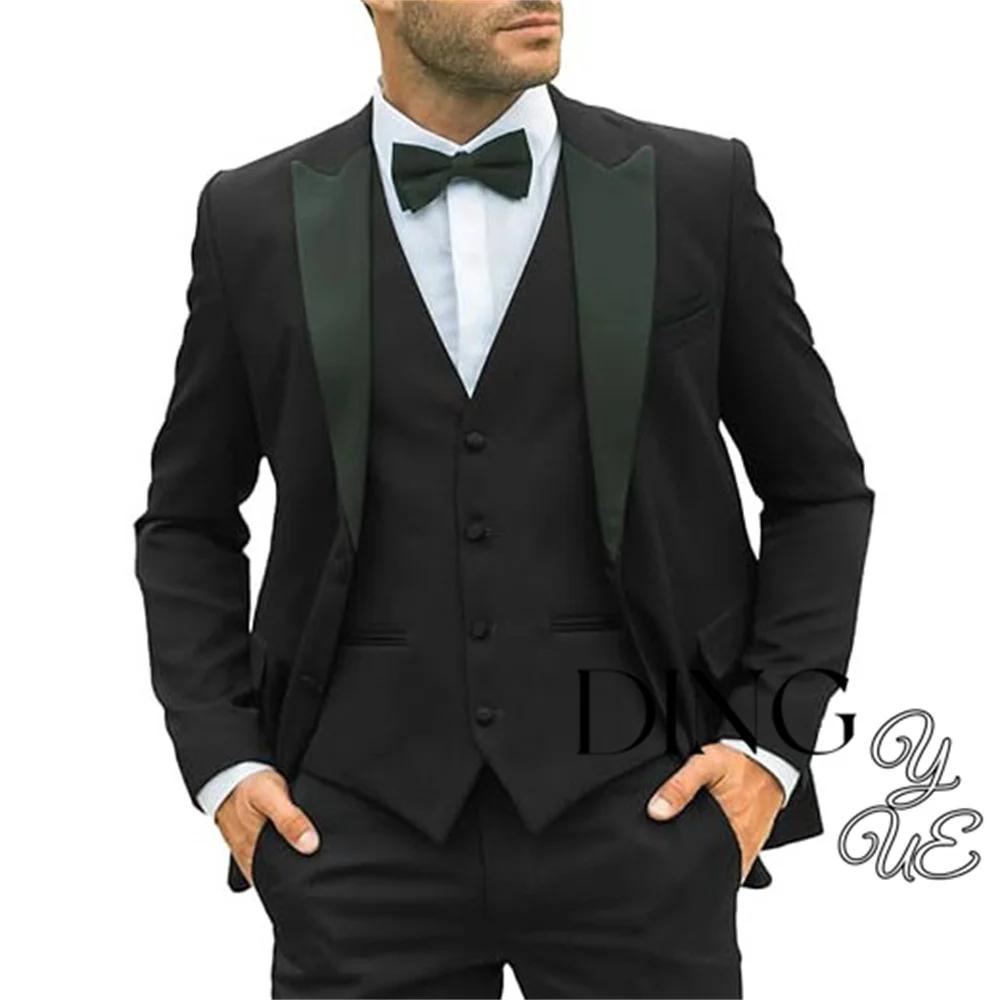 Costumes pour hommes à la mode, coupe régulière, Tuxedos 3 pièces, Blazer à revers, gilet et pantalo
