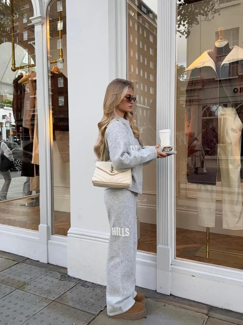 Street Y2K gothique anglais lettre motif simple gris femmes pull rétro hip-hop mode américaine punk 