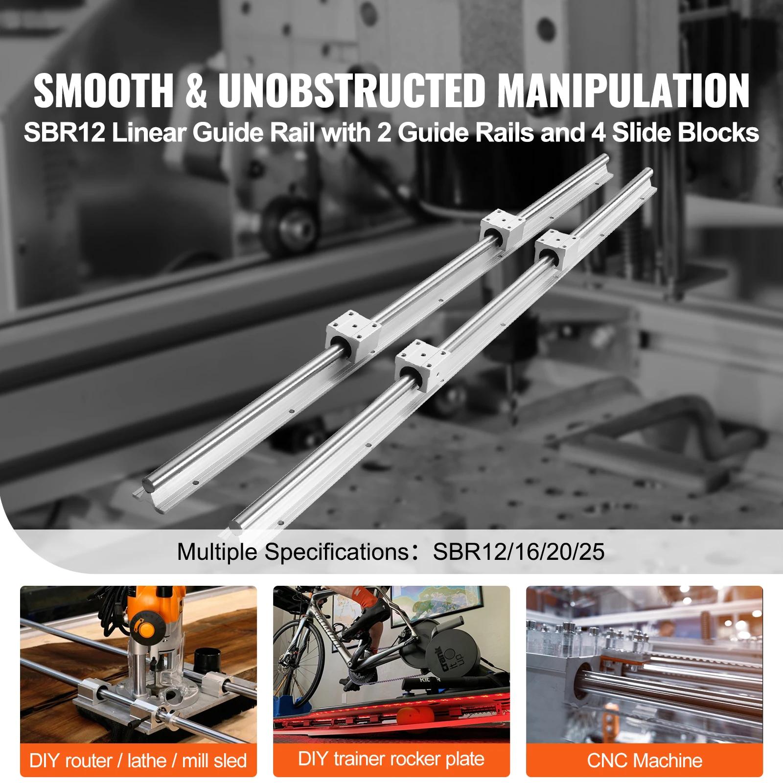 SucceBuy 2 pièces Rails de guidage linéaires SBR12 SBR16 SBR20 SBR25 800-2200mm et 4 pièces blocs de