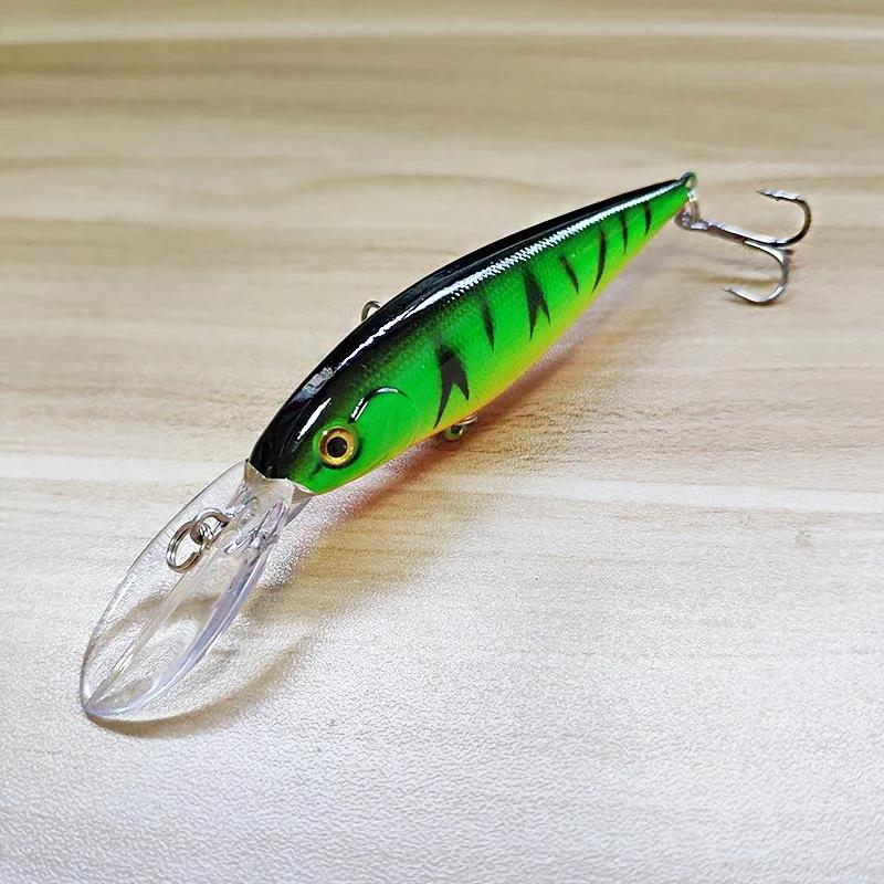 Nouveau 11 cm 10.5g appât dur méné strie leurres de pêche basse crochet d'eau douce perche de plongé