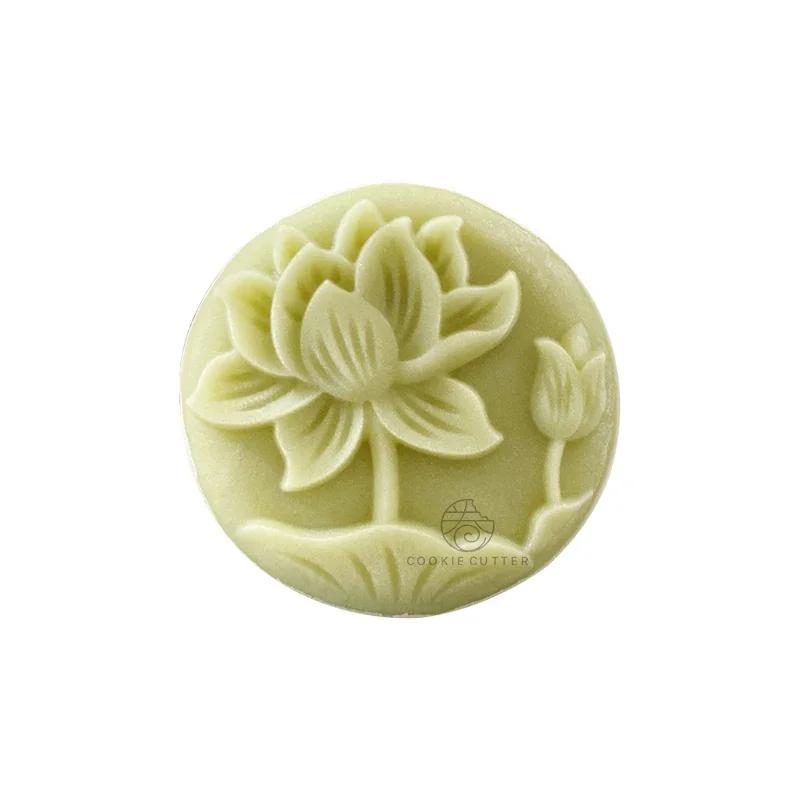 Moule à gâteau de lune rond en forme de fleur, style pastChevchinois, pression à la main 3D, outils 