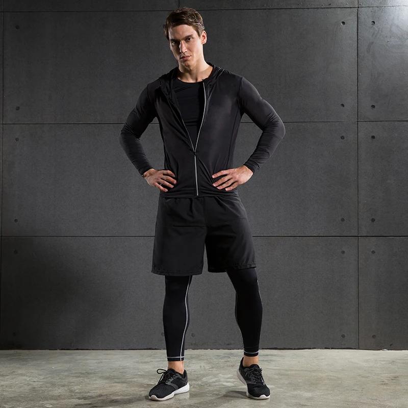 Veste de course réfléchissante pour hommes, fermeture éclair complète, manches longues, vêtements de