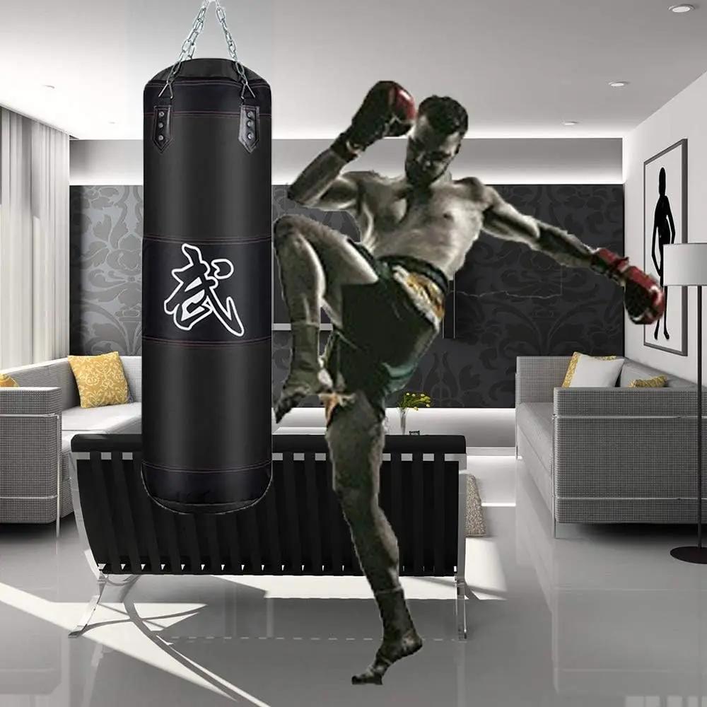 Sac de boxe lourd non rempli 100/120cm, sac de sable de boxe professionnel avec accessoire suspendu 