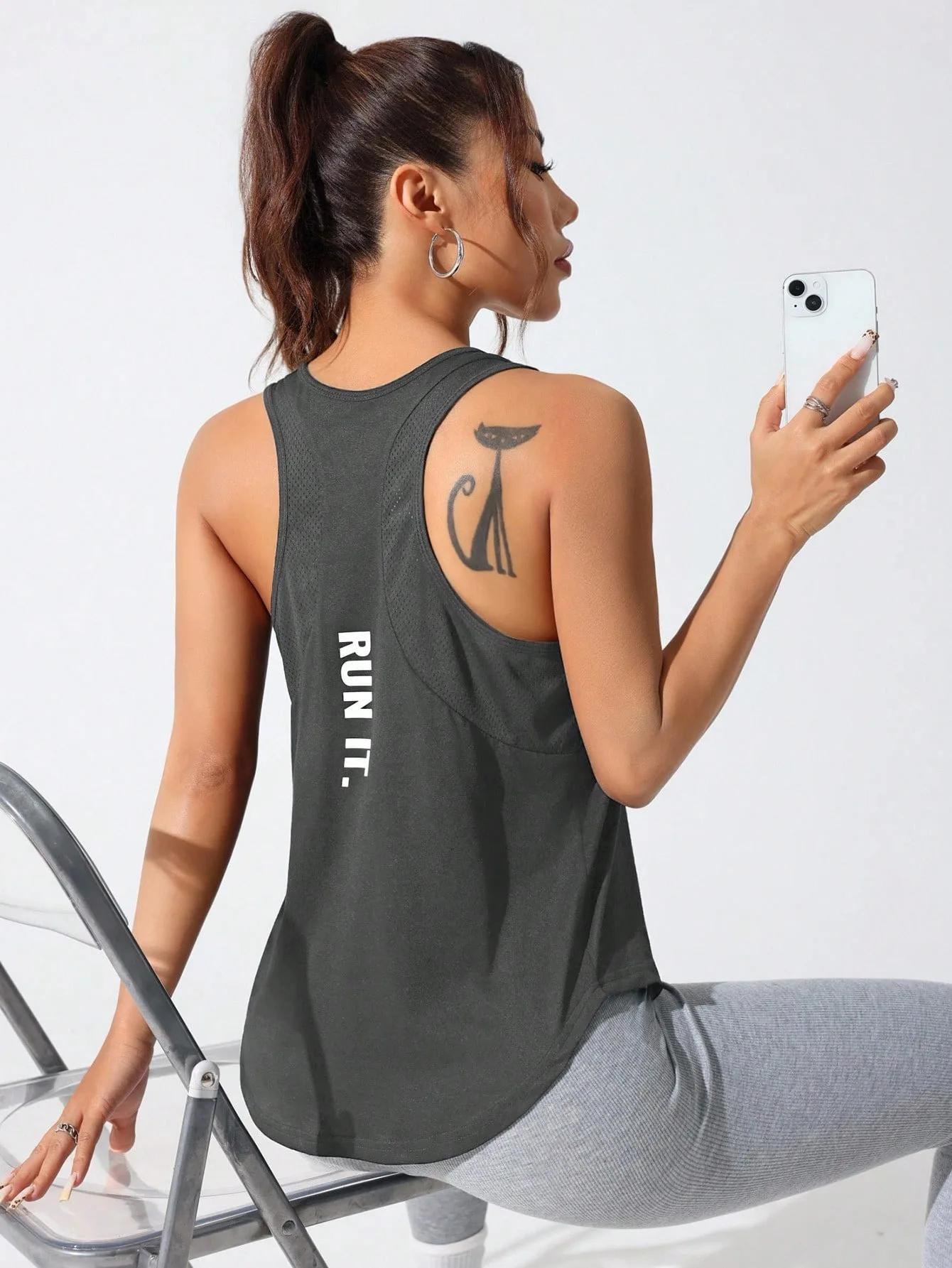 Gilet de course pour femmes, style lettre spéciale, gilet ample et long, un bon choix pour la course