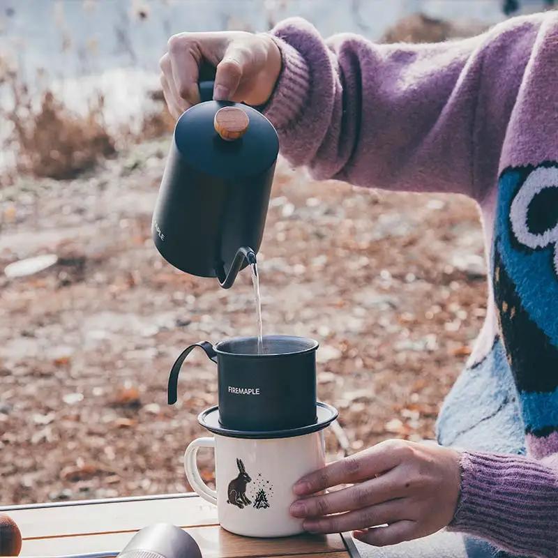 Ensemble de filtres à café vietnamien Orca en érable de feu, goutteur vietnamien en acier inoxydable