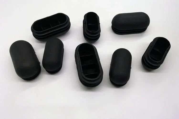 Embouts ovales en plastique noir, bouchons d'étanchéité, inserts de tube, couvercle de section de tu