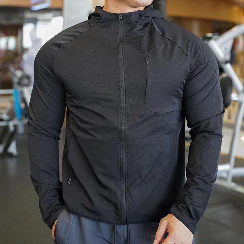 Manteau de dehors en Nylon de Haute Qualité pour Homme, Sweat à Capuche de Fitness, d'Entraînement e