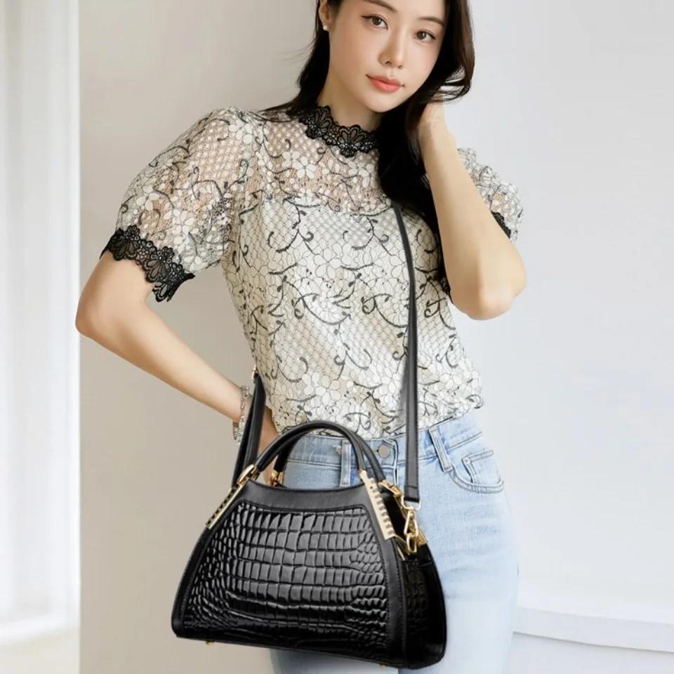 Alligator cuir verni épaule bandoulière sacs à main pour femmes marque de luxe sacs à main femmes sa