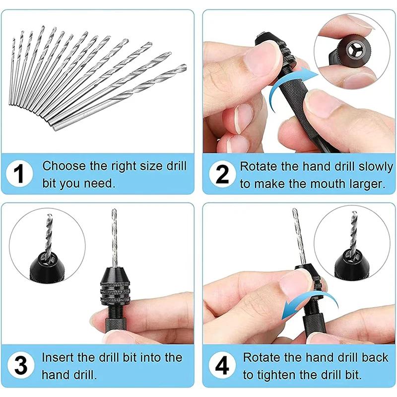 Mini perceuse à main en Micro aluminium 0.3-3.4mm, avec mandrin sans clé, outils manuels rotatifs, p