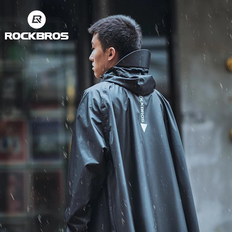 ROCKBROS-Poncho de pluie avec capuche pour homme et femme, imperméable, coupe-vent, voyage, camping,