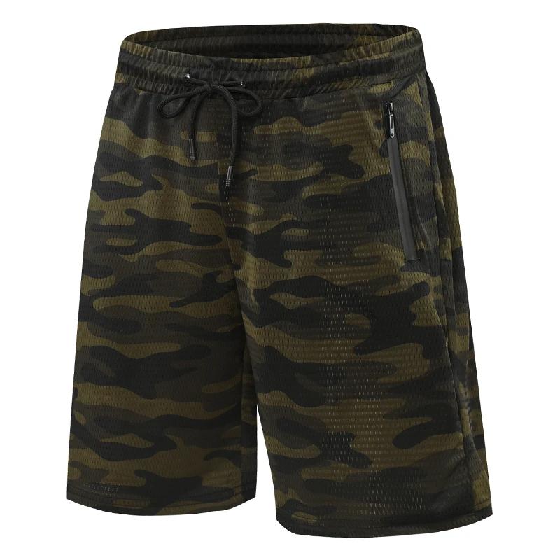CamSolomon-Short de sport en maille à séchage rapide pour homme, pantalon respirant avec poche zippé