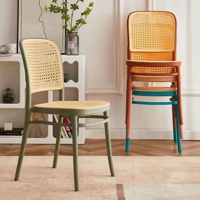 Chaises de salle à manger nordiques en Imitation rotin, chaise de Restaurant, chaise d'ordinateur su