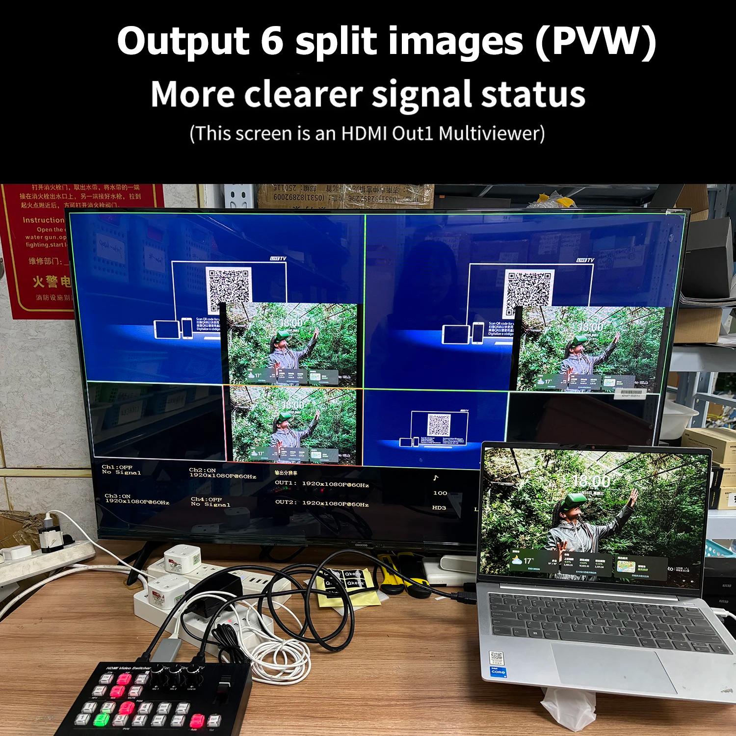 Commutateur multi-caméra vidéo HDMI 4K, 4 canaux, pour diffusion en direct, Production en Streaming,