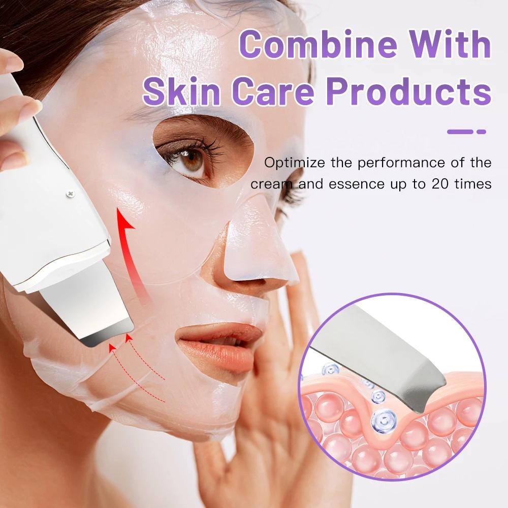 Épurateur de peau électrique à ultrasons, vibration du visage, spatule, épluchage, dissolvant de poi