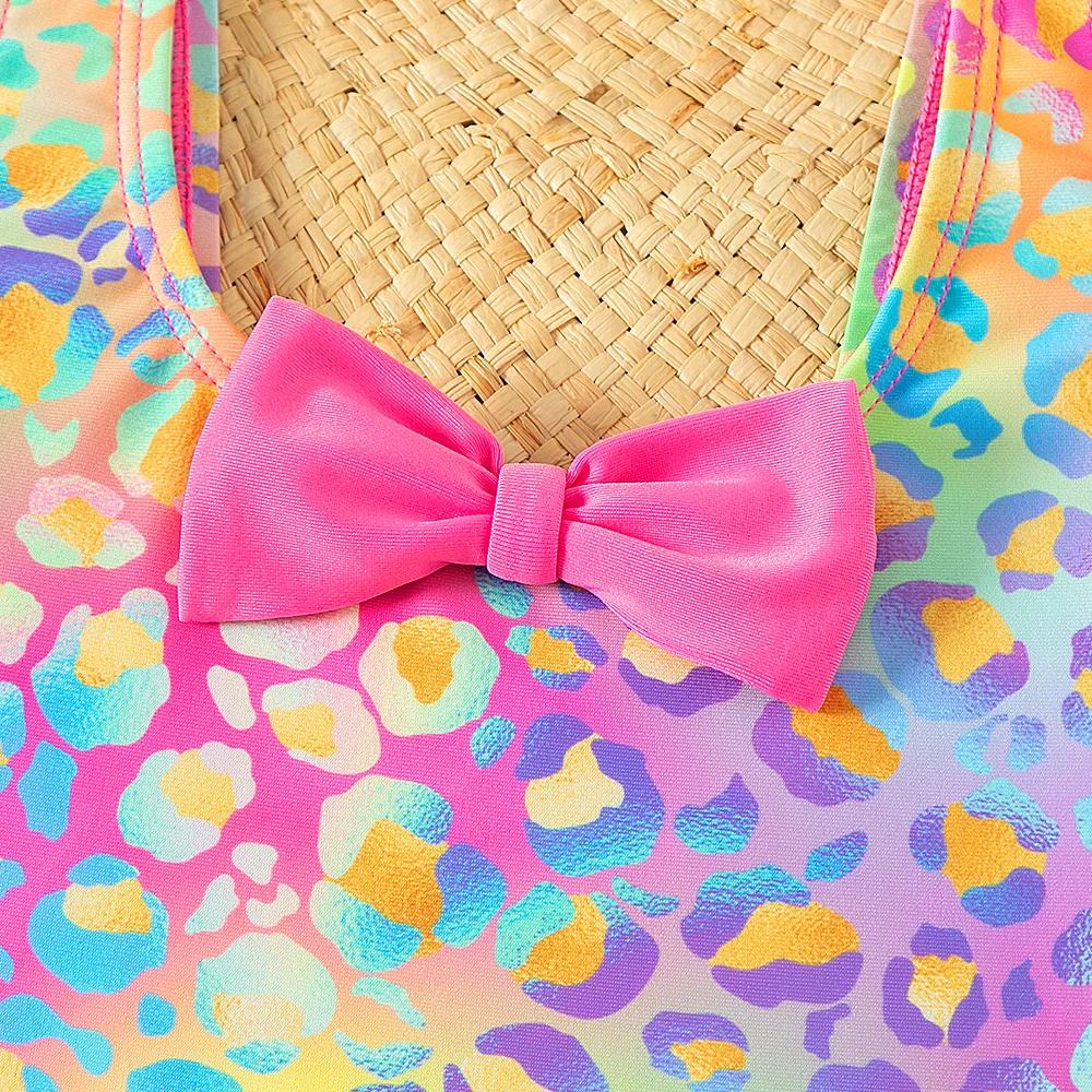 Maillot de bain une pièce pour filles, lumineux et coloré, avec nœud à volants, pour adolescentes, v