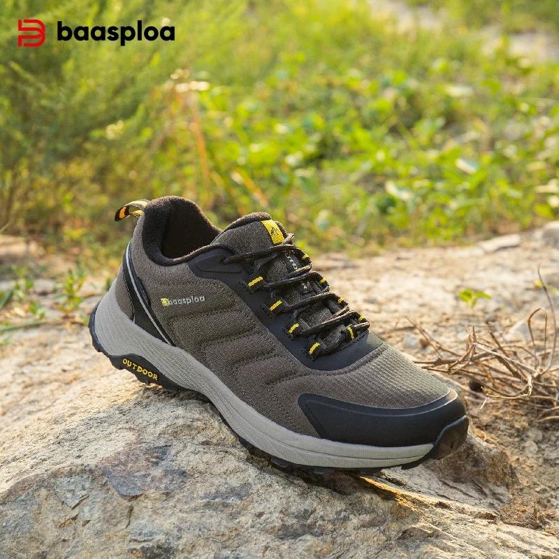 Baasploa chaussures de randonnée hommes escalade en plein air à lacets baskets mâle anti éclaboussur