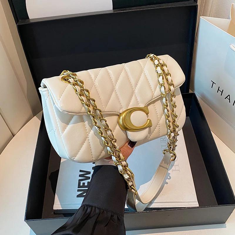 Sac de style avancé, sac à chaîne en grille de diamant pour femmes, nouveau petit sac carré polyvale