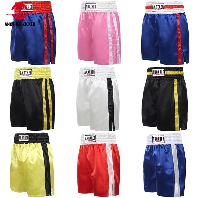 Short de boxe hommes femmes Junior Muay Thai Shorts Satin plaine court Kickboxing gymnase Arts marti