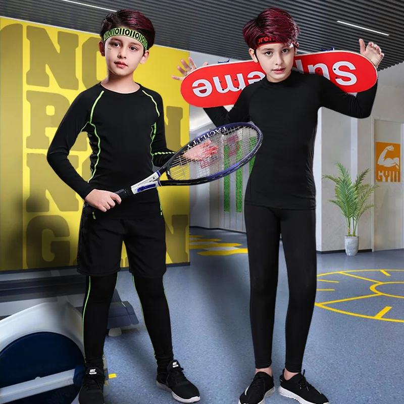 Survêtement fitness enfant garçon - Vêtements compression pour running et basketball jeunes