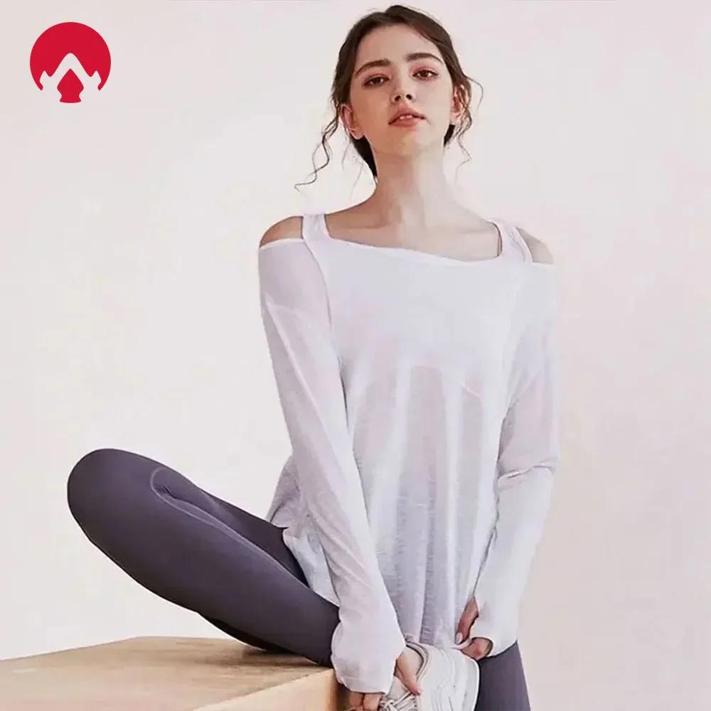 Chemise de yoga à manches longues pour femmes - Haut de sport ample et confortable