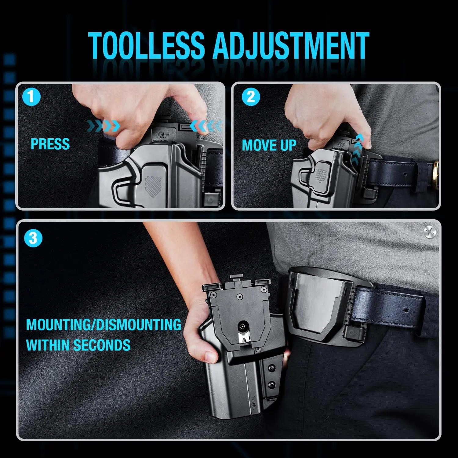 Étui universel OWB adapté à Glock//Beretta/Taurus/EAA/IWI/HK/Ruger/Springfield/CZ. Ceinture extérieu