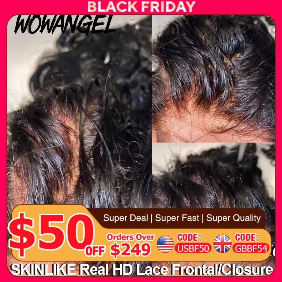 WOWANGEL –  Lace Frontal HD, cheveux lisses, 13x6, 13x4, 7x7, 6x6, 5x5, 100% Real HD Closure uniquem