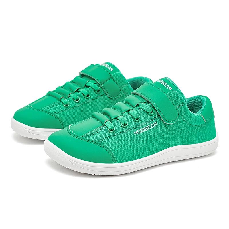 HOBIBEAR enfants chaussures pieds nus bout large zéro chute marche minimaliste Sneaker en cuir artif