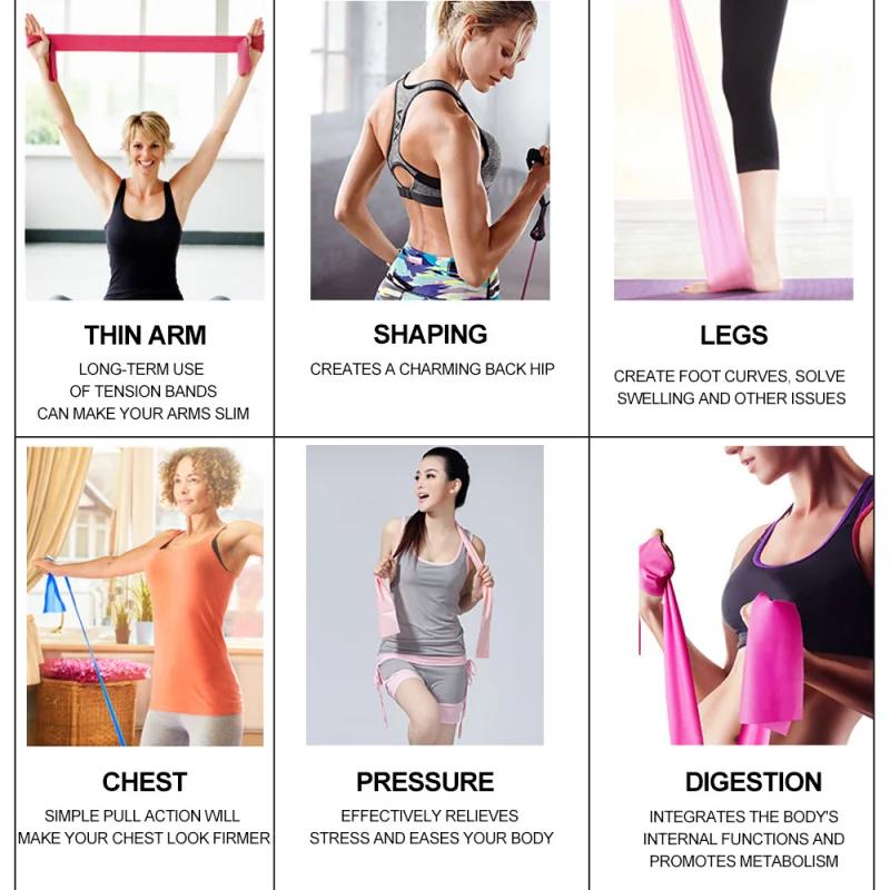 Bande de résistance élastique Yoga Pilates, bande d'entraînement physique 150cm, caoutchouc naturel 