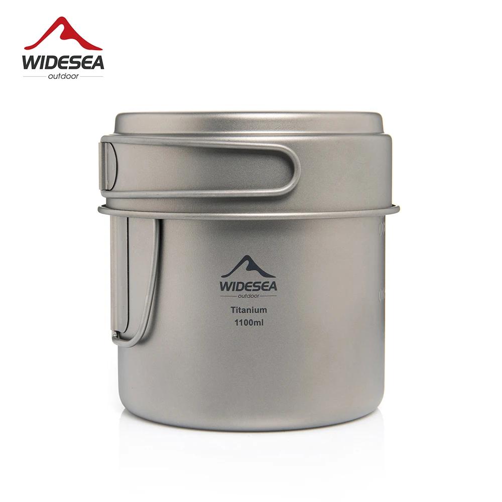 Widesea Camping tasse Portable titane cuisson 1100ML casserole poignées pliantes randonnée en plein 