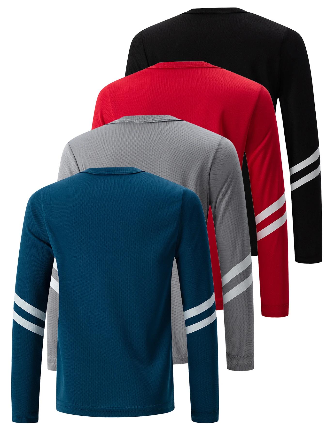 T-shirt de sport à manches longues pour enfants, couleur unie, séchage rapide, pour garçons, jeux de