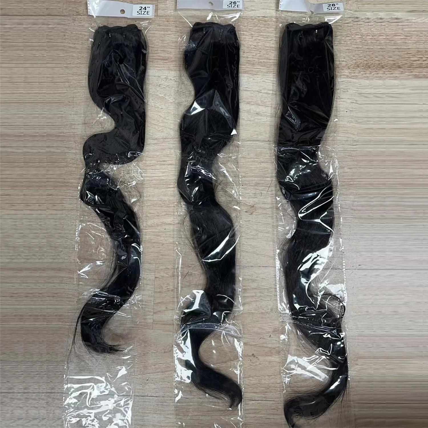Bundles de tissage de cheveux humains brésiliens noirs naturels, extensions de cheveux raides, doubl