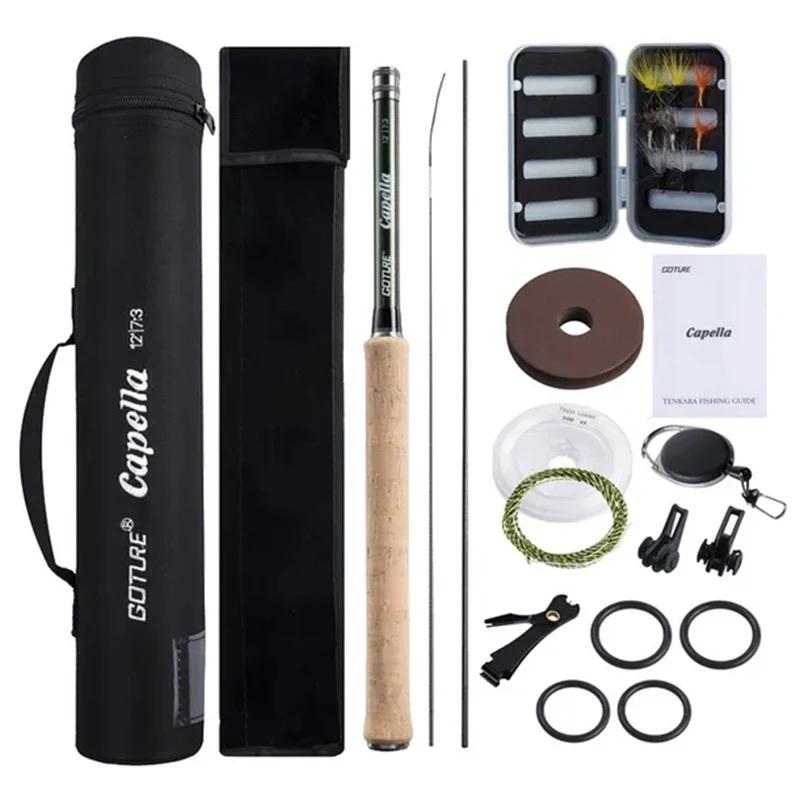 Goture Portable 12FT 3.6M Kit de canne à pêche à la mouche télescopique avec sac de Tube de transpor