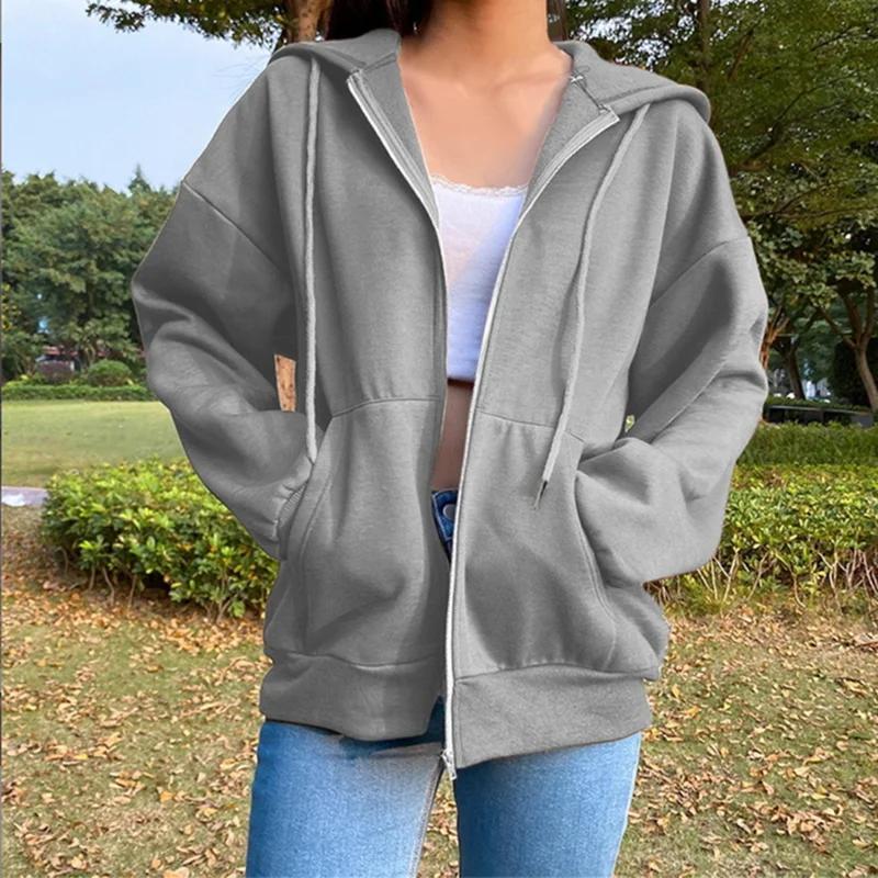 Sweat à capuche en polaire, couleur unie, mode coréenne, haut à manches longues, poches avec cordon 