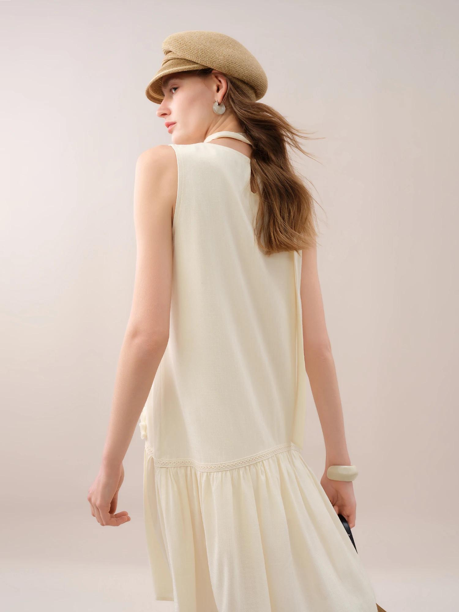 FSLE 【Série Premium】 Robe mini sans manches exquise perlée à la main pour femme, chic, élégante, pou