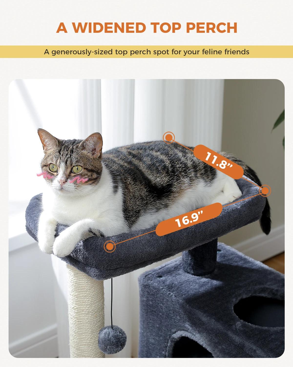 Tour d'arbre à chat d'intérieur pour chats, condo pour chat avec griffoir, perchoir souple et balle 