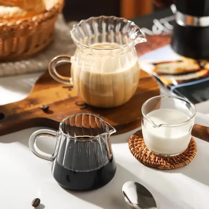 Petit Pot à lait rayé simple, travail manuel, verre résistant à la chaleur, tasse à lait exquise, di