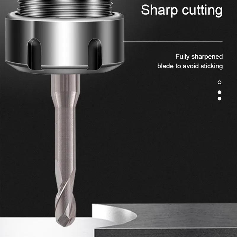 SZAZAM-Fraise en Carbure de Tungstène HRC55/60, Boule à 2 Cannelures pour Aluminium CNC, Traitement 