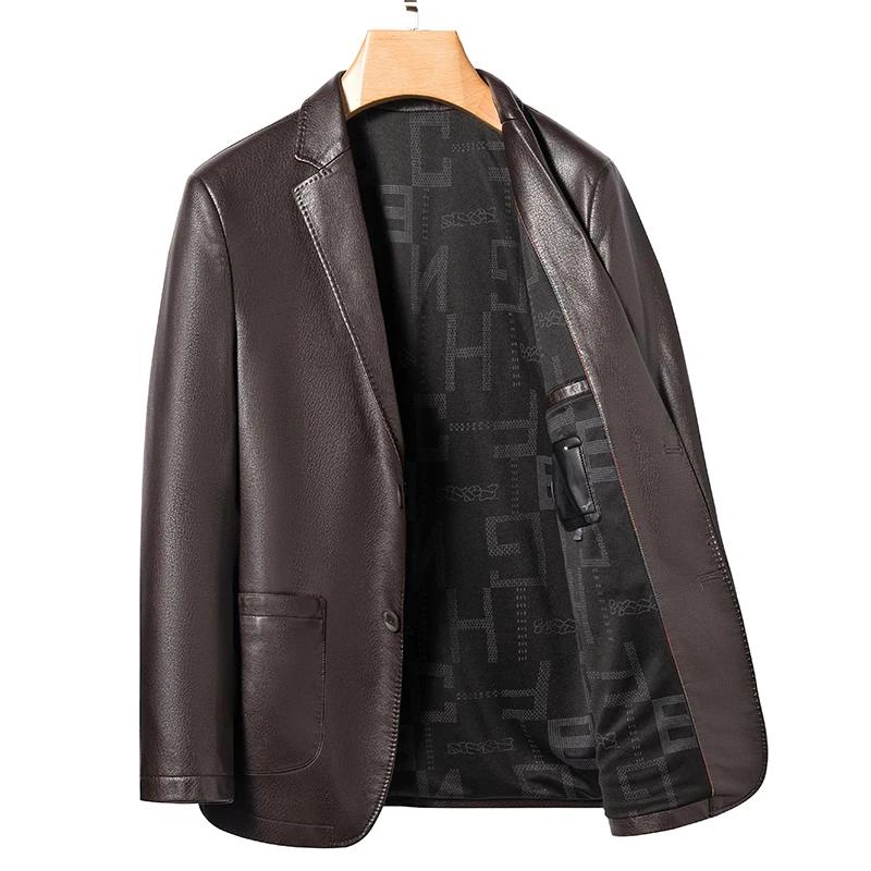 Veste en cuir coupe cintrée pour hommes, Blazer de haute qualité, tendance, assorti avec tout, pour 