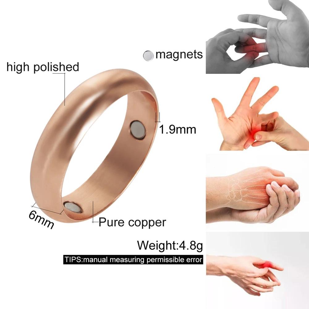 Bagues en cuivre pur Vinterly pour femmes et hommes, 6 mm de large, bijoux pour doigts, métal brilla
