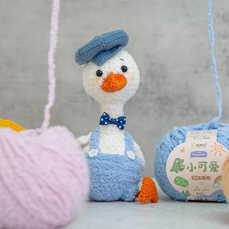 50 g/rouleau 75M fil court en peluche mignon laine courte velours tissé à la main poupée bricolage C