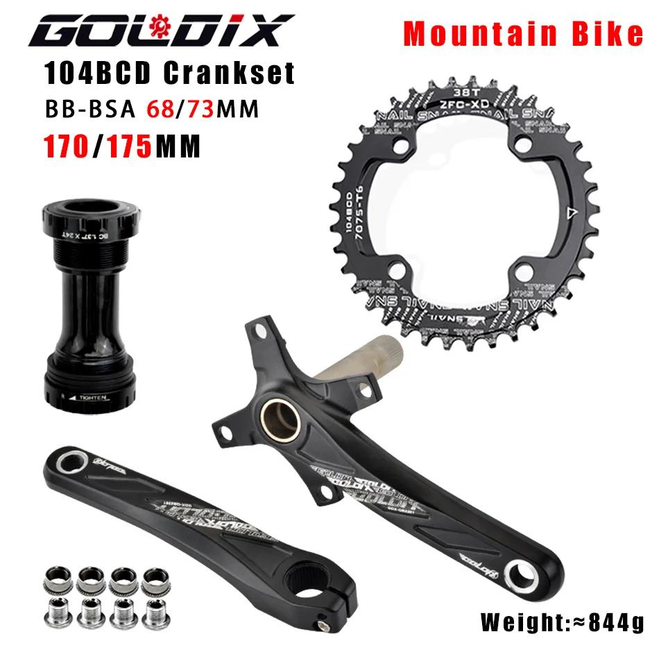 GOLDIX – plateau de manivelle de vélo 104BCD, en alliage d'aluminium avec fond de 170mm, plaque noir