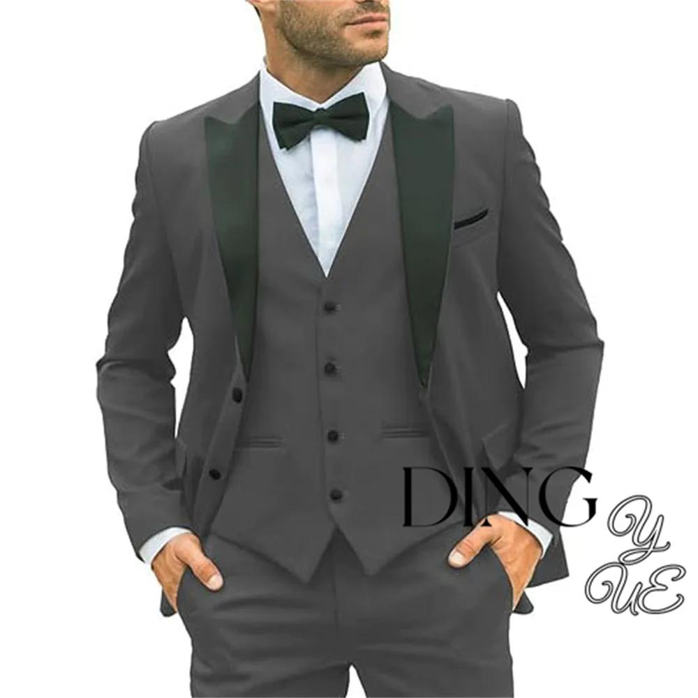Costumes pour hommes à la mode, coupe régulière, Tuxedos 3 pièces, Blazer à revers, gilet et pantalo