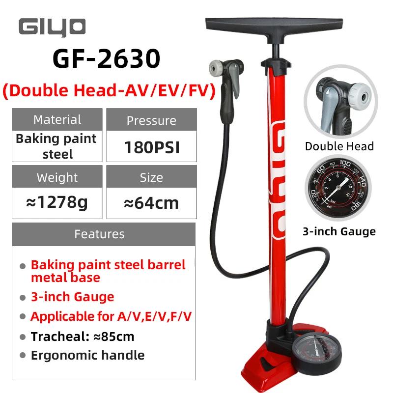 Pompe à pied GIYO 160 psi pour vélo, gonflage efficace, compatible valves Presta et Schrader, avec g