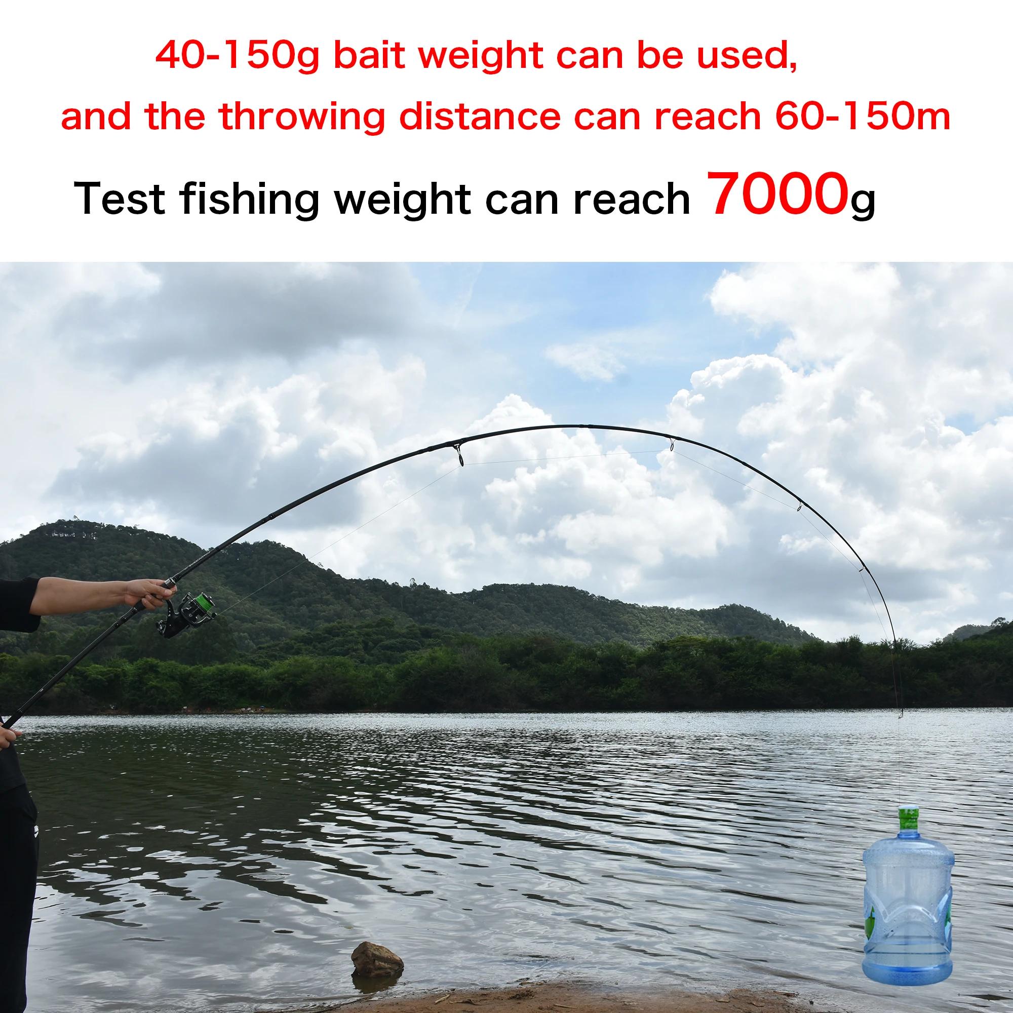 BIUTIFU 2 pointes canne à pêche carpe 3.5lb 7 Sections 4.2/3.6/3.0m 30t fibre de carbone voyage lanc