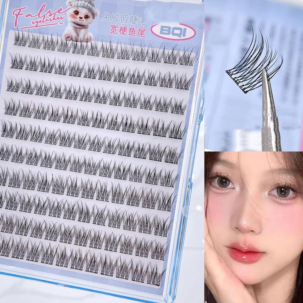 10 rangées de faux cils de grande capacité sans colle, grappe unique, 10-12MM, boucles en C, naturel