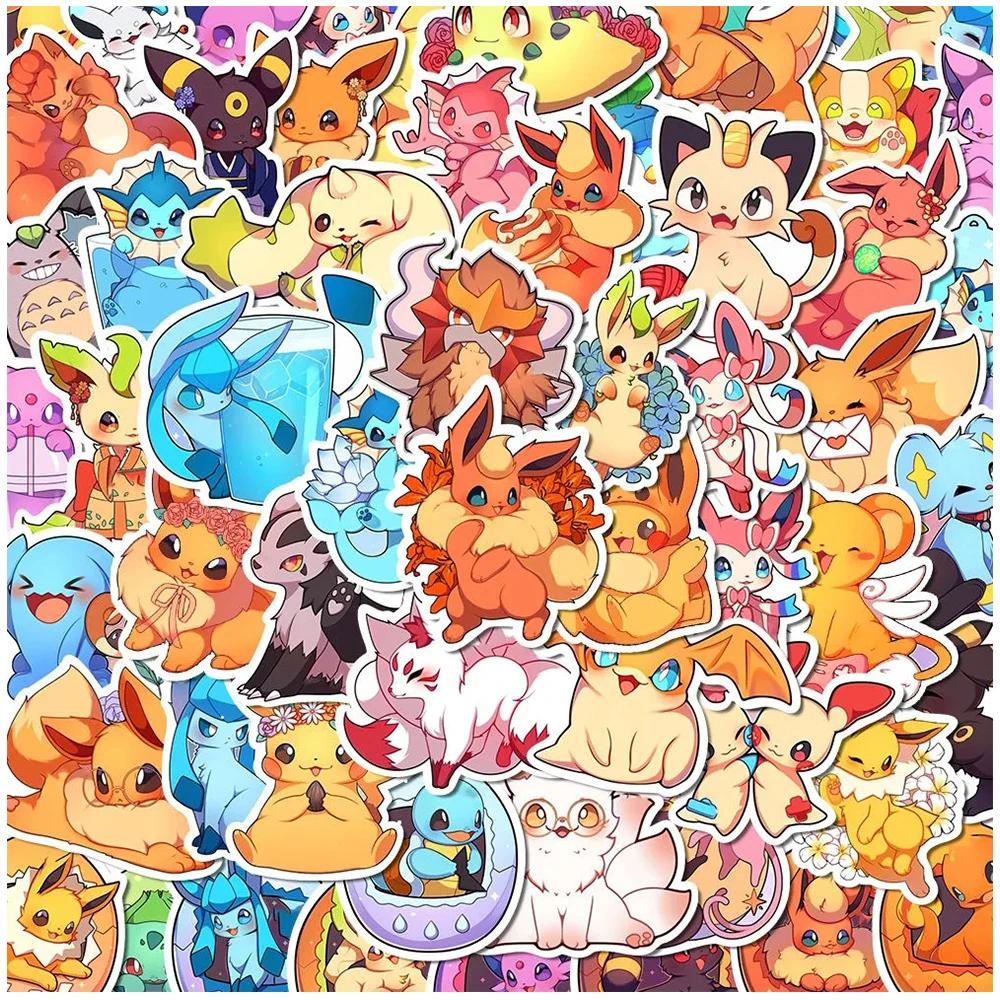 10/30/50pcs Kawaii Pokemon Pikachu Eevee autocollants mignon dessin animé enfants décalcomanies joue